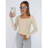 imageTrendy Queen Womens Long Sleeve Shirts Crop Tops Basic Tight Slim Fit Y2K T Shirts Winter Clothes 2024Apricot