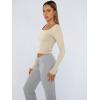 imageTrendy Queen Womens Long Sleeve Shirts Crop Tops Basic Tight Slim Fit Y2K T Shirts Winter Clothes 2024Apricot