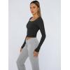 imageTrendy Queen Womens Long Sleeve Shirts Crop Tops Basic Tight Slim Fit Y2K T Shirts Winter Clothes 2024Black