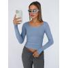 imageTrendy Queen Womens Long Sleeve Shirts Crop Tops Basic Tight Slim Fit Y2K T Shirts Winter Clothes 2024Blue Gray