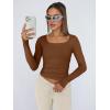 imageTrendy Queen Womens Long Sleeve Shirts Crop Tops Basic Tight Slim Fit Y2K T Shirts Winter Clothes 2024Brown