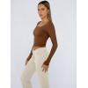 imageTrendy Queen Womens Long Sleeve Shirts Crop Tops Basic Tight Slim Fit Y2K T Shirts Winter Clothes 2024Brown