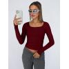 imageTrendy Queen Womens Long Sleeve Shirts Crop Tops Basic Tight Slim Fit Y2K T Shirts Winter Clothes 2024Burgundy