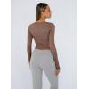 imageTrendy Queen Womens Long Sleeve Shirts Crop Tops Basic Tight Slim Fit Y2K T Shirts Winter Clothes 2024Coffee Grey