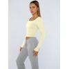 imageTrendy Queen Womens Long Sleeve Shirts Crop Tops Basic Tight Slim Fit Y2K T Shirts Winter Clothes 2024Lemon Yellow