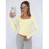 imageTrendy Queen Womens Long Sleeve Shirts Crop Tops Basic Tight Slim Fit Y2K T Shirts Winter Clothes 2024Lemon Yellow
