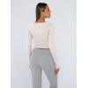 imageTrendy Queen Womens Long Sleeve Shirts Crop Tops Basic Tight Slim Fit Y2K T Shirts Winter Clothes 2024Light Apricot