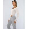 imageTrendy Queen Womens Long Sleeve Shirts Crop Tops Basic Tight Slim Fit Y2K T Shirts Winter Clothes 2024Light Apricot