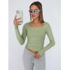imageTrendy Queen Womens Long Sleeve Shirts Crop Tops Basic Tight Slim Fit Y2K T Shirts Winter Clothes 2024Light Green