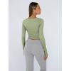 imageTrendy Queen Womens Long Sleeve Shirts Crop Tops Basic Tight Slim Fit Y2K T Shirts Winter Clothes 2024Light Green