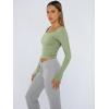 imageTrendy Queen Womens Long Sleeve Shirts Crop Tops Basic Tight Slim Fit Y2K T Shirts Winter Clothes 2024Light Green