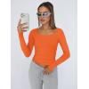 imageTrendy Queen Womens Long Sleeve Shirts Crop Tops Basic Tight Slim Fit Y2K T Shirts Winter Clothes 2024Orange