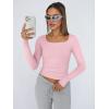 imageTrendy Queen Womens Long Sleeve Shirts Crop Tops Basic Tight Slim Fit Y2K T Shirts Winter Clothes 2024Pink