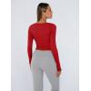 imageTrendy Queen Womens Long Sleeve Shirts Crop Tops Basic Tight Slim Fit Y2K T Shirts Winter Clothes 2024Red
