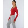 imageTrendy Queen Womens Long Sleeve Shirts Crop Tops Basic Tight Slim Fit Y2K T Shirts Winter Clothes 2024Red