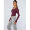 imageTrendy Queen Womens Long Sleeve Shirts Crop Tops Basic Tight Slim Fit Y2K T Shirts Winter Clothes 2024Wine Red