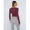 imageTrendy Queen Womens Long Sleeve Shirts Crop Tops Basic Tight Slim Fit Y2K T Shirts Winter Clothes 2024Wine Red