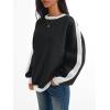 imageTrendy Queen Womens Oversized Sweatshirts Crewneck Hoodies Color Block Long Sleeve Pullover Fall Cute Top Fleece ClothesBlack