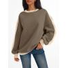 imageTrendy Queen Womens Oversized Sweatshirts Crewneck Hoodies Color Block Long Sleeve Pullover Fall Cute Top Fleece ClothesGrayisholive