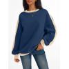 imageTrendy Queen Womens Oversized Sweatshirts Crewneck Hoodies Color Block Long Sleeve Pullover Fall Cute Top Fleece ClothesNavyblue