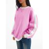 imageTrendy Queen Womens Oversized Sweatshirts Crewneck Hoodies Color Block Long Sleeve Pullover Fall Cute Top Fleece ClothesPink