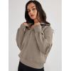 imageTrendy Queen Womens Oversized Sweatshirts Half Zip Pullover Long Sleeve Quarter Zip Hoodies Teen Girls Fall Y2K ClothesCoffeegrey