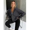imageTrendy Queen Womens Zip Up Hoodies Oversized Sweatshirts Fall Fashion Outfits Sweaters Casual Jackets 2025 Winter ClothesBlack Grey