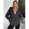 imageTrendy Queen Womens Zip Up Hoodies Oversized Sweatshirts Fall Fashion Outfits Sweaters Casual Jackets 2025 Winter ClothesBlack Grey