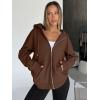 imageTrendy Queen Womens Zip Up Hoodies Oversized Sweatshirts Fall Fashion Outfits Sweaters Casual Jackets 2025 Winter ClothesCoffee