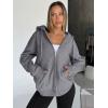 imageTrendy Queen Womens Zip Up Hoodies Oversized Sweatshirts Fall Fashion Outfits Sweaters Casual Jackets 2025 Winter ClothesDark Grey