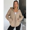imageTrendy Queen Womens Zip Up Hoodies Oversized Sweatshirts Fall Fashion Outfits Sweaters Casual Jackets 2025 Winter ClothesDark Khaki