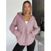 imageTrendy Queen Womens Zip Up Hoodies Oversized Sweatshirts Fall Fashion Outfits Sweaters Casual Jackets 2025 Winter ClothesDark Pink