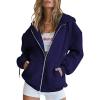 imageTrendy Queen Womens Zip Up Hoodies Oversized Sweatshirts Fall Fashion Outfits Sweaters Casual Jackets 2025 Winter ClothesNavy Blue