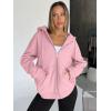 imageTrendy Queen Womens Zip Up Hoodies Oversized Sweatshirts Fall Fashion Outfits Sweaters Casual Jackets 2025 Winter ClothesPink