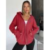imageTrendy Queen Womens Zip Up Hoodies Oversized Sweatshirts Fall Fashion Outfits Sweaters Casual Jackets 2025 Winter ClothesRed