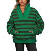 imageTrendy Queen Sweatshirts Half Zip Pullover Quarter Zip Oversized Hoodies Sweaters Comfy Fall Outfits 2025 Y2K Winter ClothesCoffee and Green
