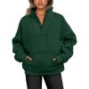 imageTrendy Queen Sweatshirts Half Zip Pullover Quarter Zip Oversized Hoodies Sweaters Comfy Fall Outfits 2025 Y2K Winter ClothesDarkgreen