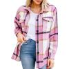 imageTrendy Queen Womens Flannel Shacket Casual Jacket Plaid Button Down Long Sleeve Shirt Fall Winter OutfitsPink