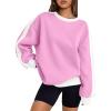 imageTrendy Queen Womens Oversized Sweatshirts Crewneck Hoodies Color Block Long Sleeve Pullover Fall Cute Top Fleece ClothesPink