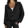 imageTrendy Queen Womens Oversized Sweatshirts Half Zip Pullover Long Sleeve Quarter Zip Hoodies Teen Girls Fall Y2K ClothesBlack