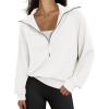 imageTrendy Queen Womens Oversized Sweatshirts Half Zip Pullover Long Sleeve Quarter Zip Hoodies Teen Girls Fall Y2K ClothesWhite