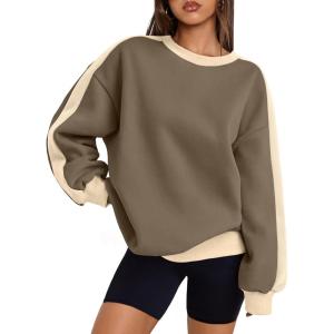 imageTrendy Queen Womens Oversized Sweatshirts Crewneck Hoodies Color Block Long Sleeve Pullover Fall Cute Top Fleece ClothesGrayisholive