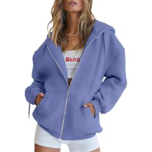 imageTrendy Queen Womens Zip Up Hoodies Oversized Sweatshirts Fall Fashion Outfits Sweaters Casual Jackets 2025 Winter ClothesBlue Purple
