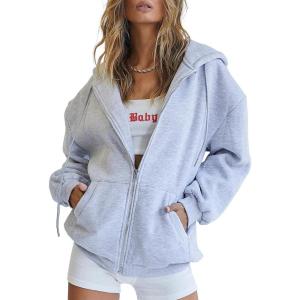 imageTrendy Queen Womens Zip Up Hoodies Oversized Sweatshirts Fall Fashion Outfits Sweaters Casual Jackets 2025 Winter ClothesGrey