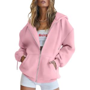 imageTrendy Queen Womens Zip Up Hoodies Oversized Sweatshirts Fall Fashion Outfits Sweaters Casual Jackets 2025 Winter ClothesPink