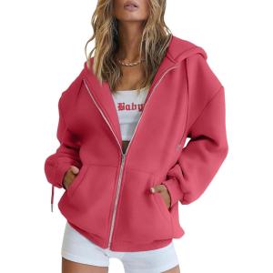 imageTrendy Queen Womens Zip Up Hoodies Oversized Sweatshirts Fall Fashion Outfits Sweaters Casual Jackets 2025 Winter ClothesWatermelon