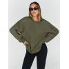imageTrendy Queen Sweatshirts for Women Hoodies Oversized Crewneck Tops Sweaters Comfy Fall Winter Outfits Clothes 2024 FashionArmygreen