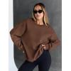 imageTrendy Queen Sweatshirts for Women Hoodies Oversized Crewneck Tops Sweaters Comfy Fall Winter Outfits Clothes 2024 FashionBrown