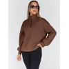 imageTrendy Queen Womens Oversized Sweatshirts Fall Fashion Hoodies Half Zip Pullover Long Sleeve Shirts Clothes OutfitsBrown