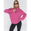 imageTrendy Queen Womens Oversized Sweatshirts Fall Fashion Hoodies Half Zip Pullover Long Sleeve Shirts Clothes OutfitsHotpink